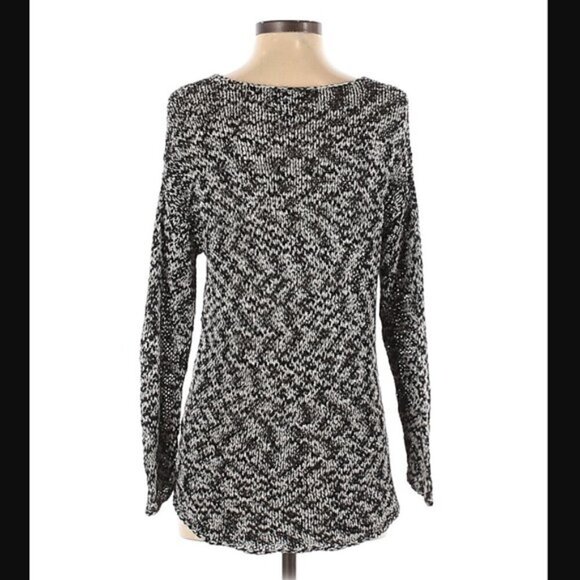 Eileen Fisher Sweater XS Slouchy Open Weave Sustainable Fabric Beach Black White - Picture 10 of 13